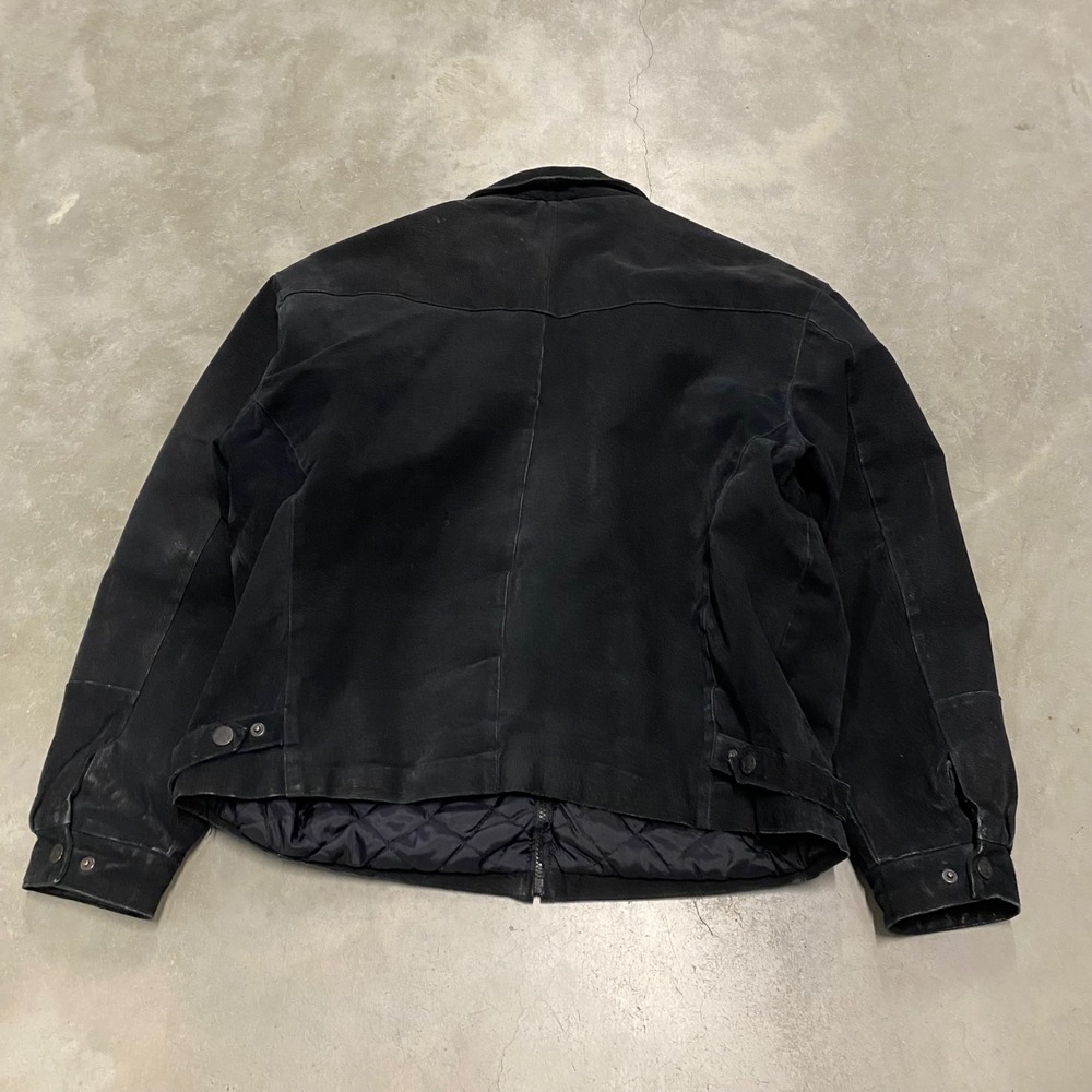 BASIC EQUIPMENT Mens Black Leather Full Zip Jacket Extra Large XL - Picture 3 of 3